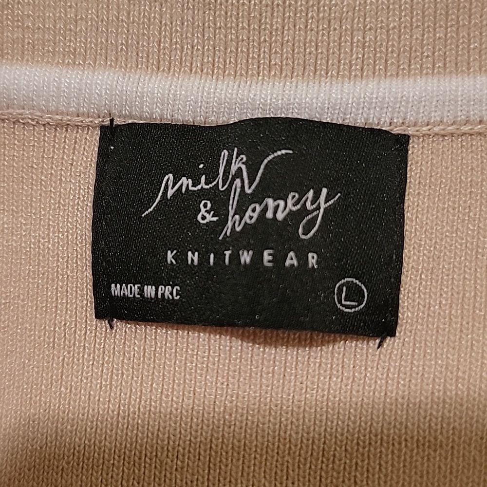NWT Milk &Honey Beige /white Button Up Tank Top Sz L - Picture 8 of 9